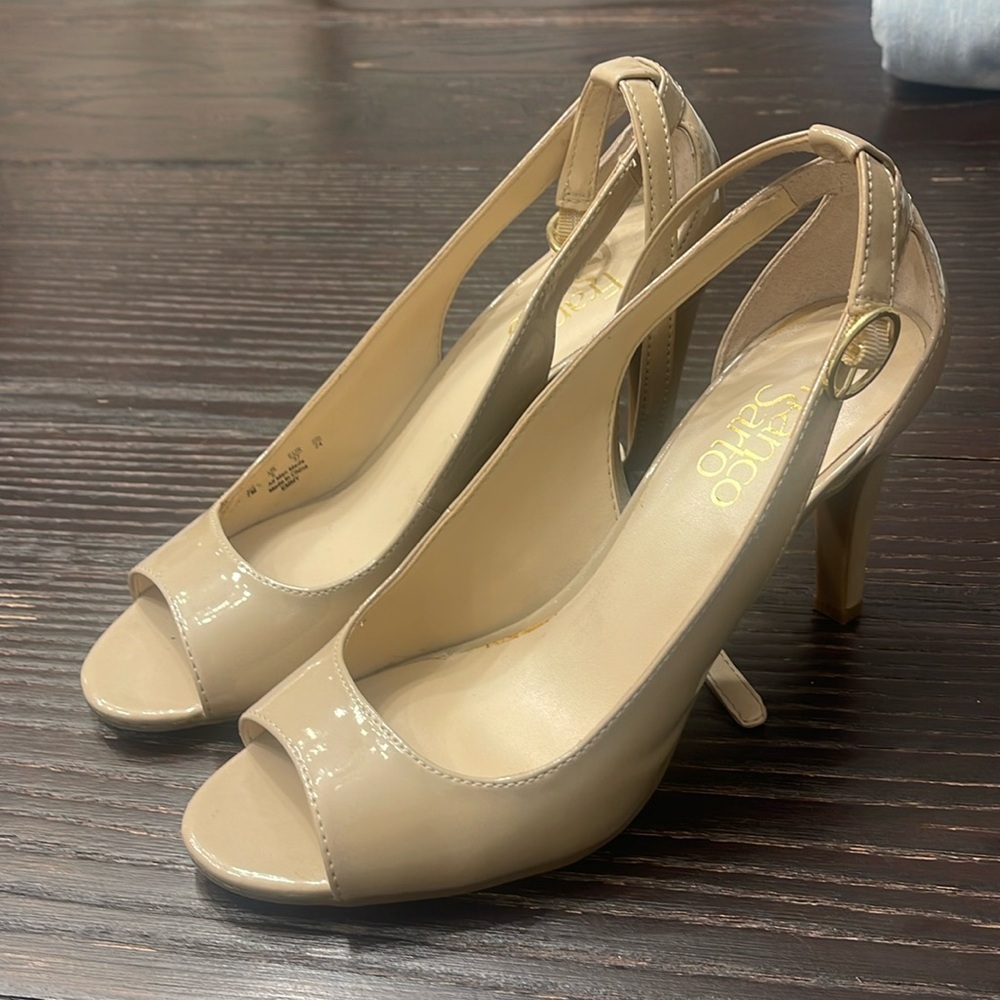Size 7 Franco Sarto nude Patent leather sandal